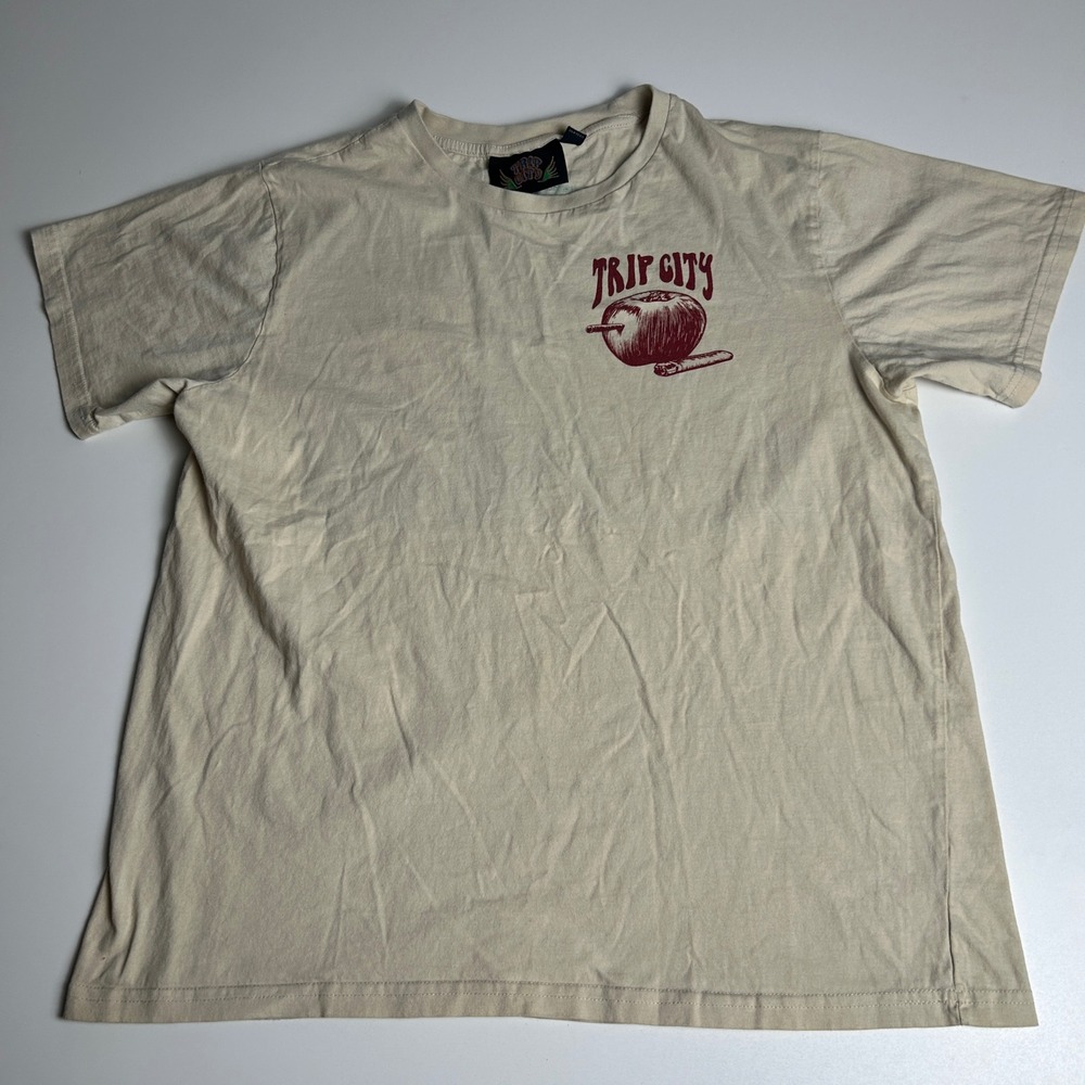 Trip City American Dank Graphic T-Shirt Mens Large Tan Short Sleeve Crewneck
